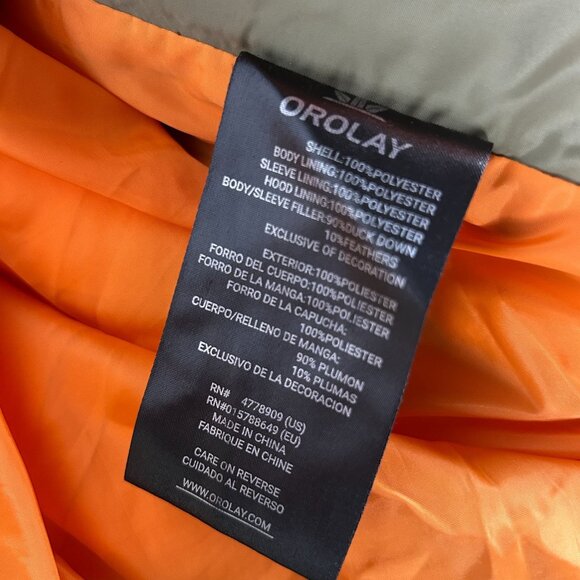 Orolay Women's Thickened Down Jacket Large Hooded Zip-Up Green Outdoor Packable - Picture 4 of 10